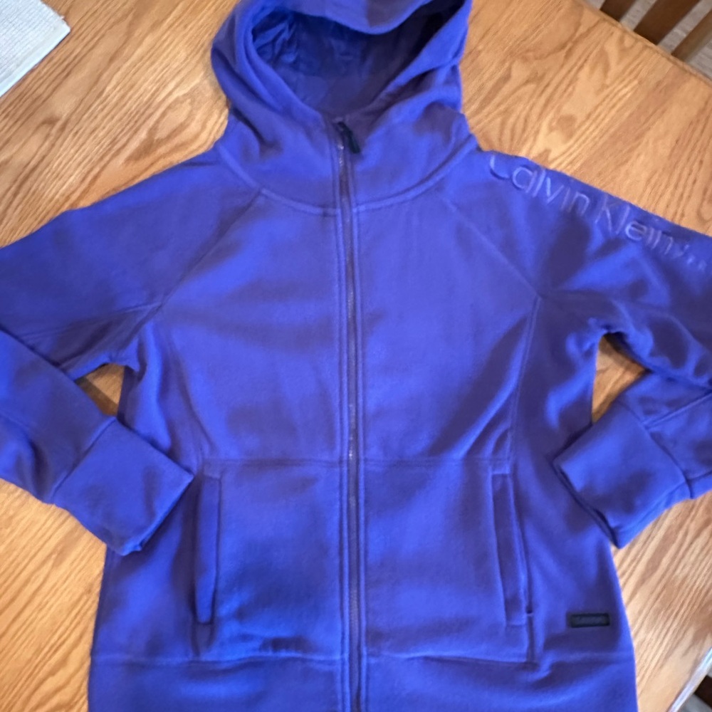 Calvin Klein  Vibrant Purple Zip-Up Fleece Hoodie women’s size L